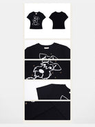 BeerBro Schnauzer Rhinestone Cropped Tee in Black - Detail