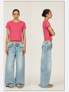 FaxCopyExpress Classic Cotton Logo T Shirt in Pink - On Model