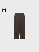NANS Curved Leg Wool Blend Trousers in Brown