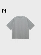 NANS Hand Stitched Fringe Oversized Tee in Gray