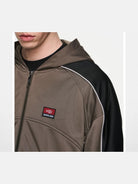 BLINDNOPLAN Retro Color Block Hooded Jacket in Brown