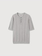 ROYA Linen Cotton Jacquard Henley in Gray