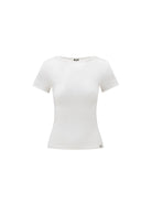 PUKI Cropped Boat Neck T Shirt in White