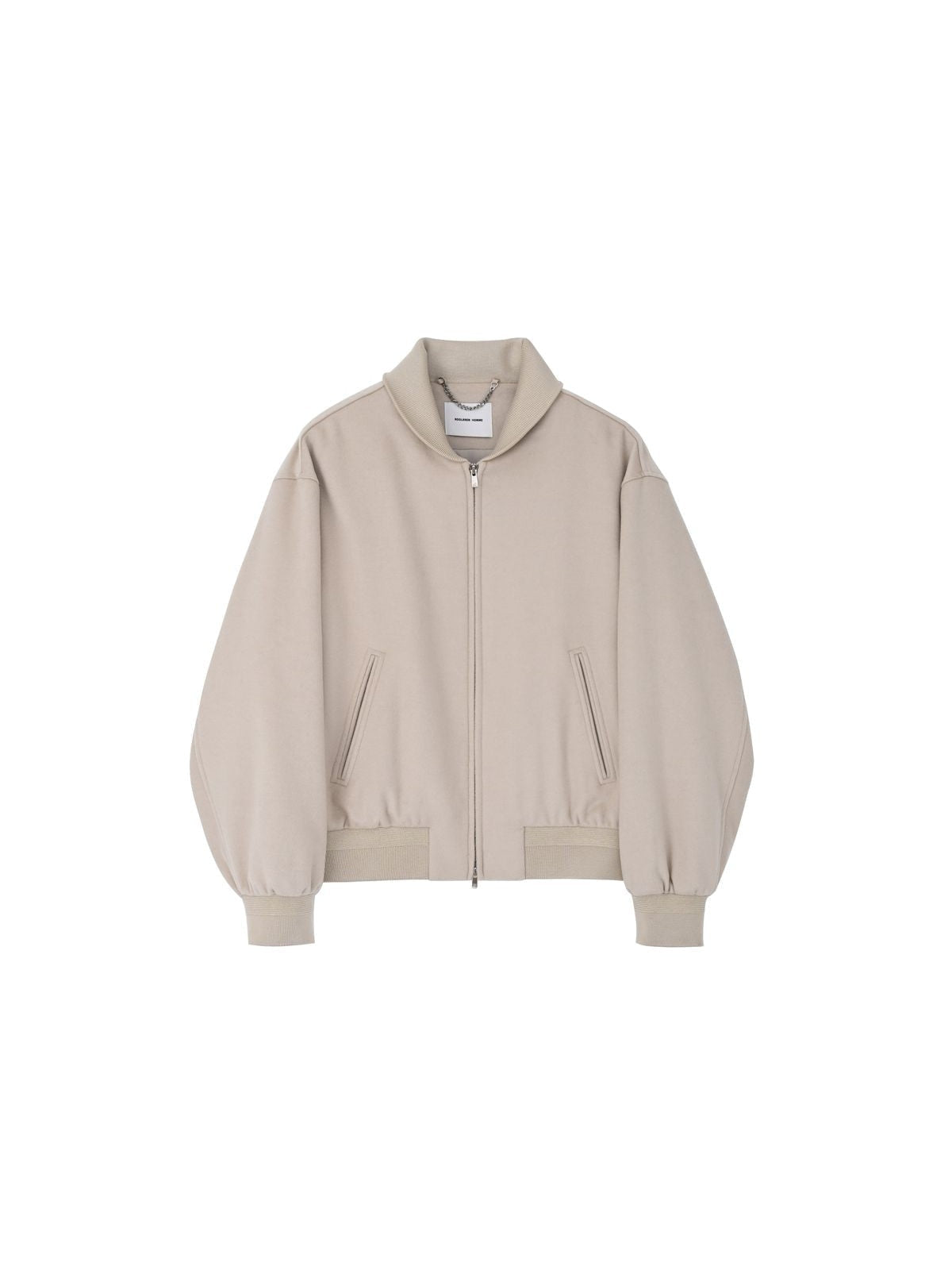 Roolrren Homme Wool Cashmere Silk Padded Bomber in Off-White