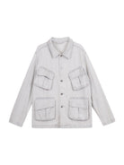 Simple Project Washed Four Pocket Denim Jacket in White