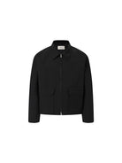 ROYA Merino Wool Zip Up Boxy Jacket in Black