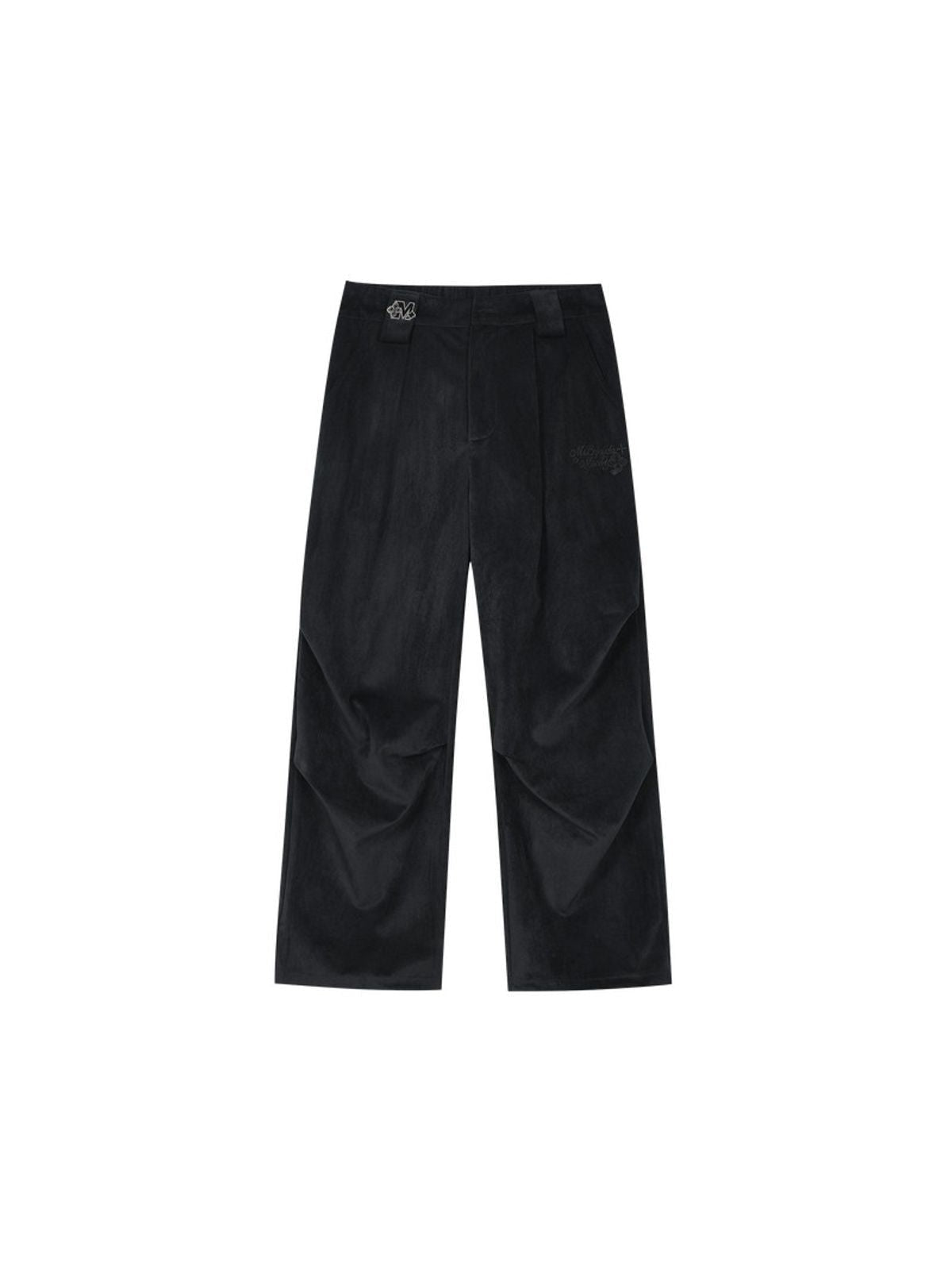 MEDM Wide Leg Corduroy Parachute Pants in Black
