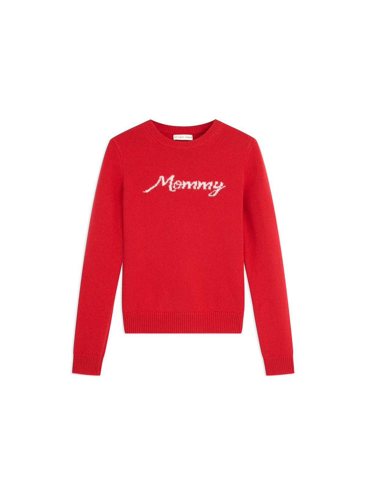 Alright Then Script Jacquard Lambswool Sweater in Red