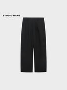 NANS Chain Textured Straight Leg Trousers in Black