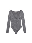 SHUSHUTONG Merino Wool V Neck Bodysuit in Gray