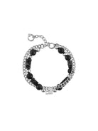 BLACKHEAD Logo Tag Stone Bead Chain Bracelet in Black