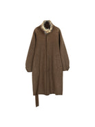 Simple Project Leopard Collar Double Faced Wool Coat in Brown