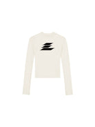 LostCtrl Cropped Logo Long Sleeve Tee in Cream