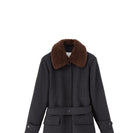 ACSENSE STUDIO Faux Fur Collar Wool Blend Coat in Gray