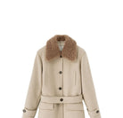 ACSENSE STUDIO Faux Fur Collar Wool Blend Coat in Beige