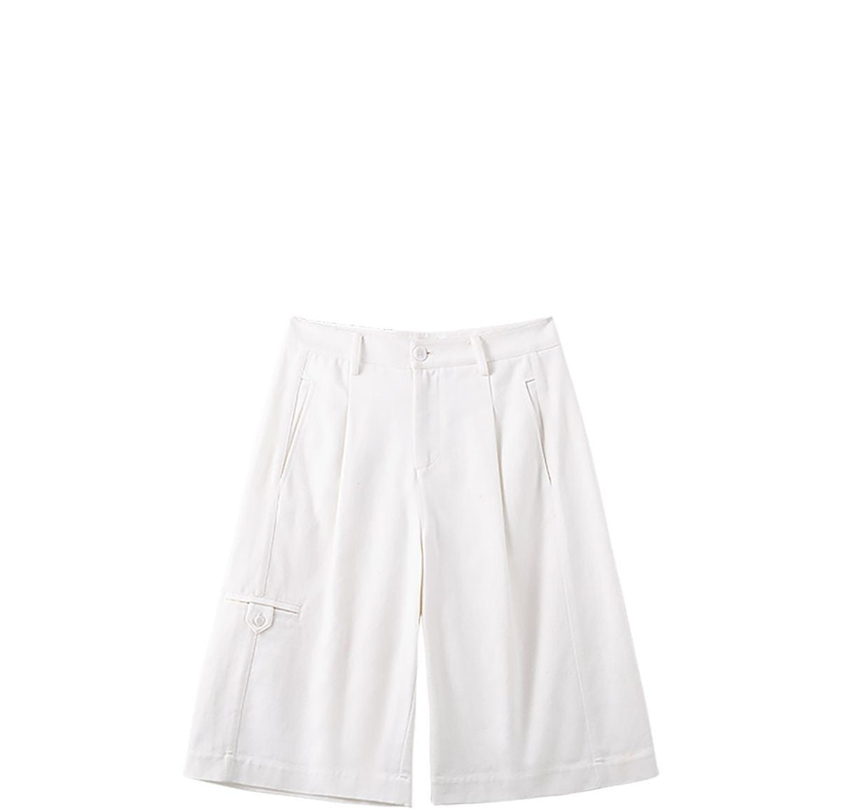 ACSENSE STUDIO Pleated Cotton Culottes in White
