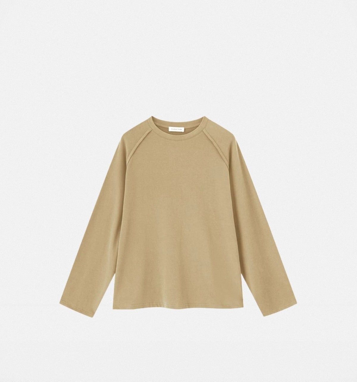 ACSENSE STUDIO Raw Edge Plush Long Sleeve in Beige