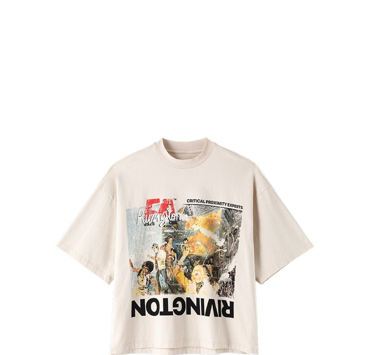 ACSENSE STUDIO Rock Culture Graphic Print T Shirt in Cream
