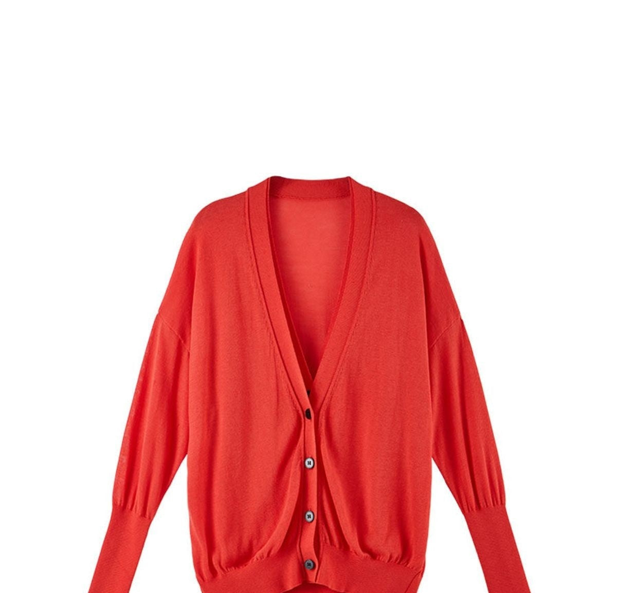 ACSENSE STUDIO Silk Blend Faux Layered Cardigan in Red