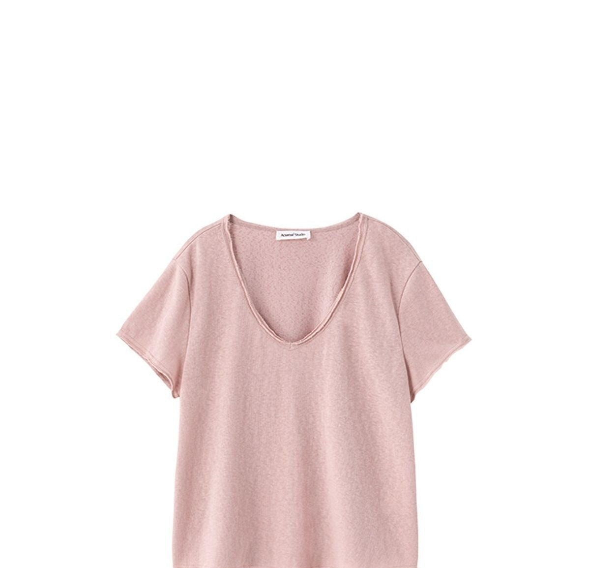 ACSENSE STUDIO Slub Silk Blend V Neck Tee in Pink