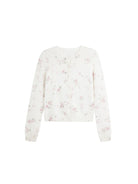 Alright then Watercolor Floral Wool Cardigan in White