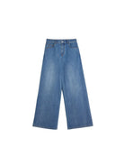 Alright Then Mid Rise Wide Leg Jeans in Blue