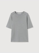 ROYA Rolled Edge Washi Silk Knit T Shirt in Gray