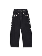 MEDM Beaded Patchwork Loose Jeans in Black