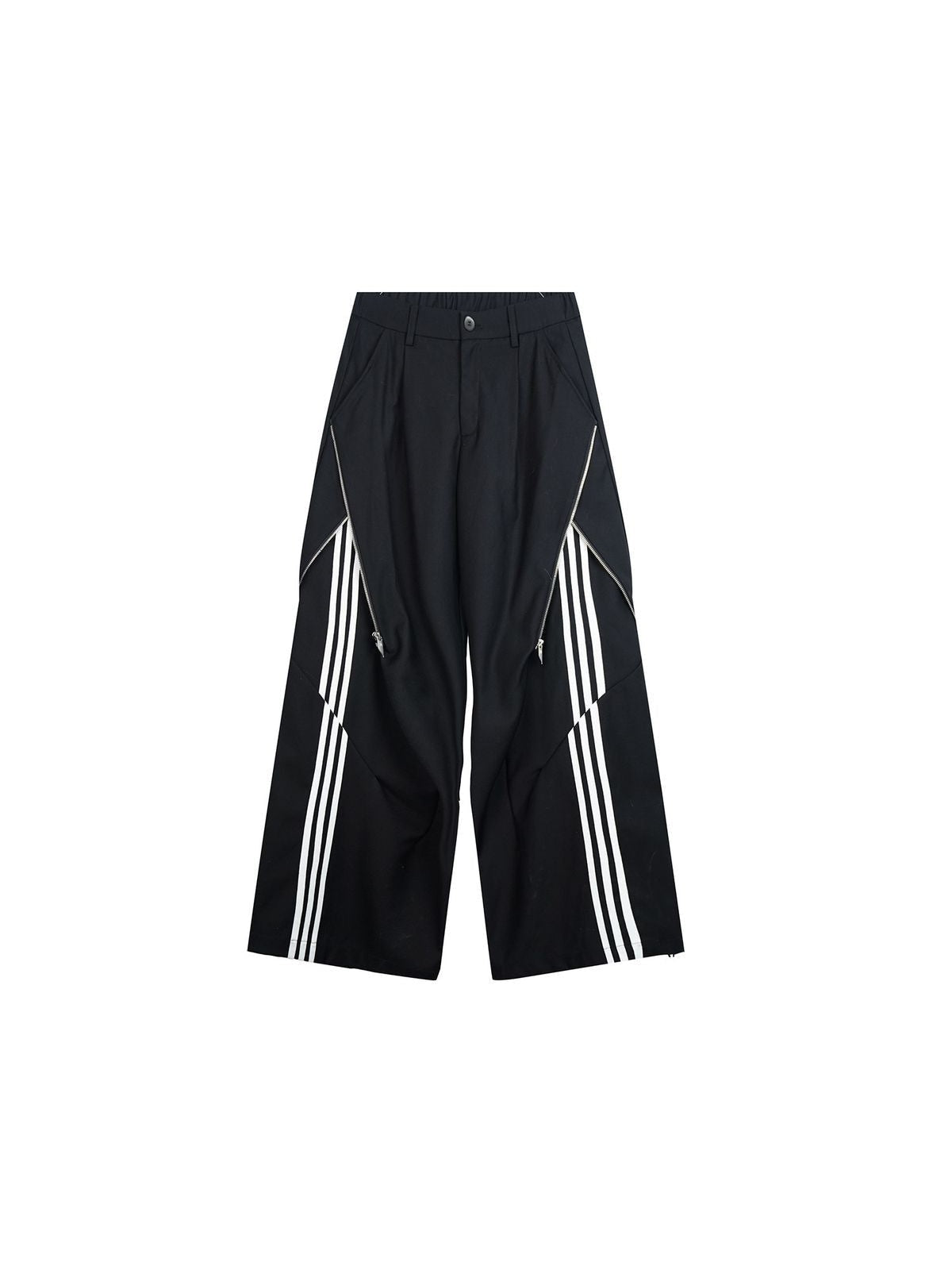 LOSTCTRL Zip Panel Wide Leg Trousers in Black