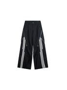 LOSTCTRL Zip Panel Wide Leg Trousers in Black