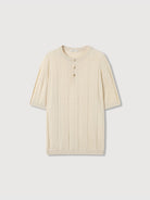 ROYA Linen Cotton Jacquard Henley in Cream