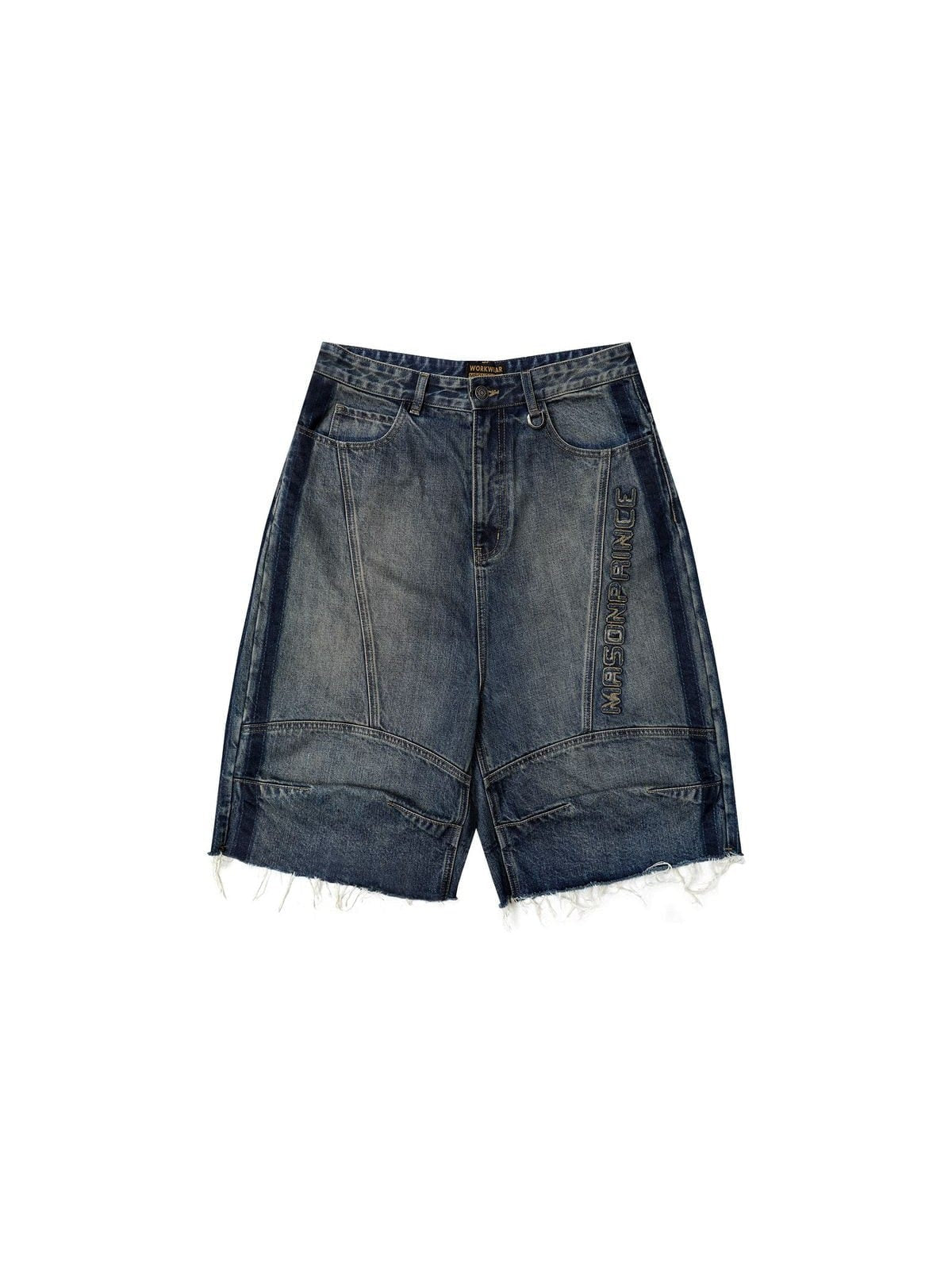 MasonPrince Panelled Workwear Denim Shorts in Blue