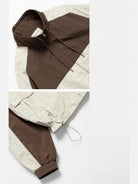 RandomPiece Color Block Stand Collar Jacket in Brown - Detail