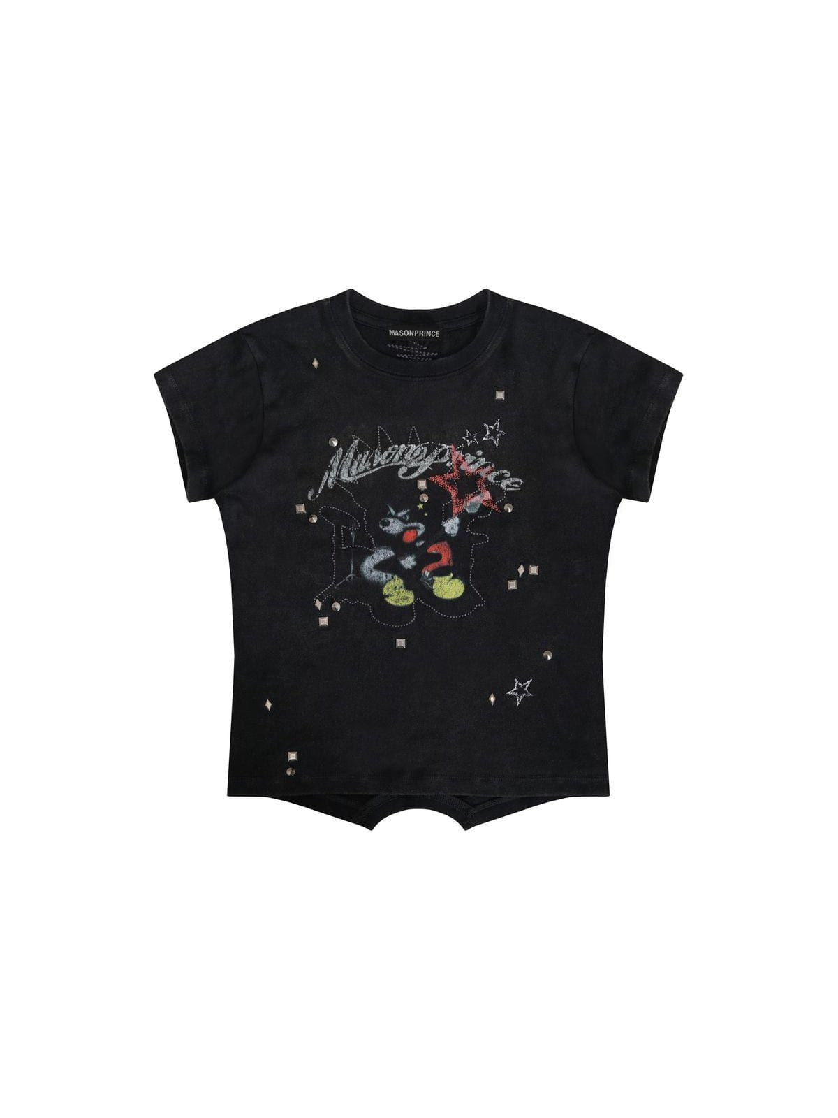 MasonPrince Studded Parody Bear Tee in Black