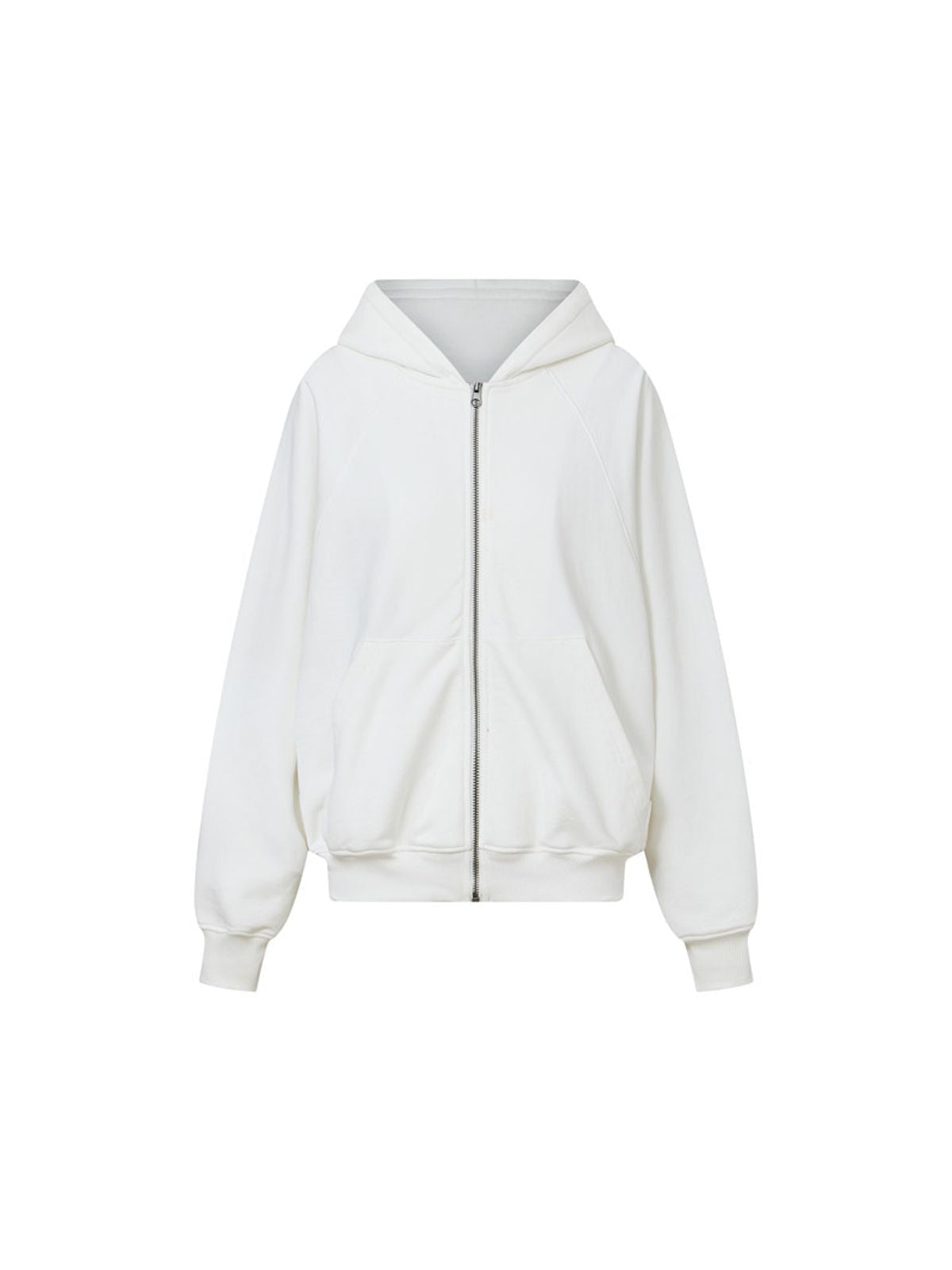 Alright Then Cotton Batwing Zip Up Hoodie in White