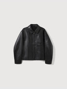 ROYA Calfskin Leather Zip Jacket in Black