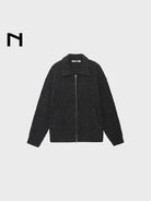 NANS Speckled Wool Blend Zip Cardigan in Gray