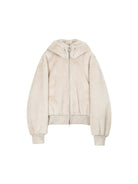 Simple Project Detachable Hood Faux Fur Jacket in Cream