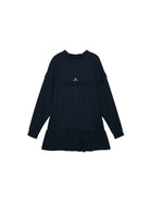 SHUSHUTONG Raw Edge Scalloped Sweatshirt Dress in Navy Blue