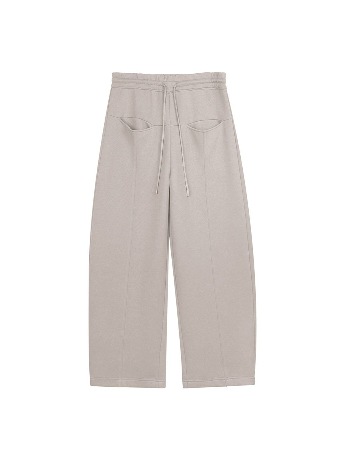 Simple Project Logo Embossed Wide Leg Sweatpants in Beige