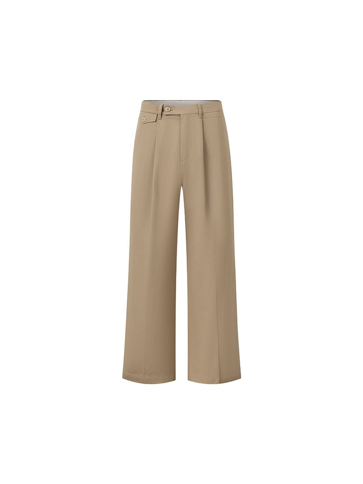 ROYA Pleated Long Staple Cotton Chinos in Khaki