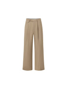 ROYA Pleated Long Staple Cotton Chinos in Khaki