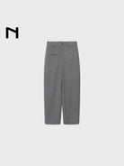 NANS Curved Leg Wool Blend Trousers in Gray