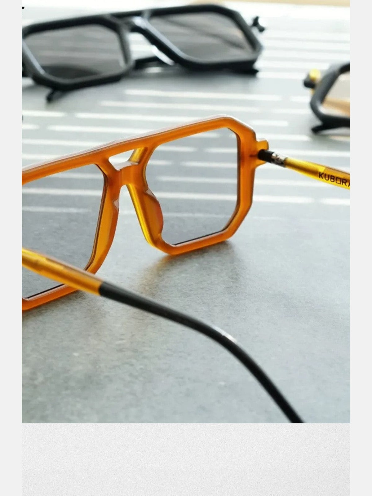 FUTURE UPDATE Oversized Geometric Double Bridge Glasses in Brown - Lifestyle