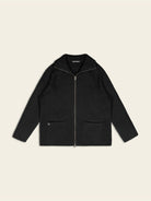 FaxCopyExpress Ribbed Wool Yak Zip Cardigan in Black