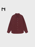 NANS Menswear Oversized Cotton Plaid Shirt in Burgundy