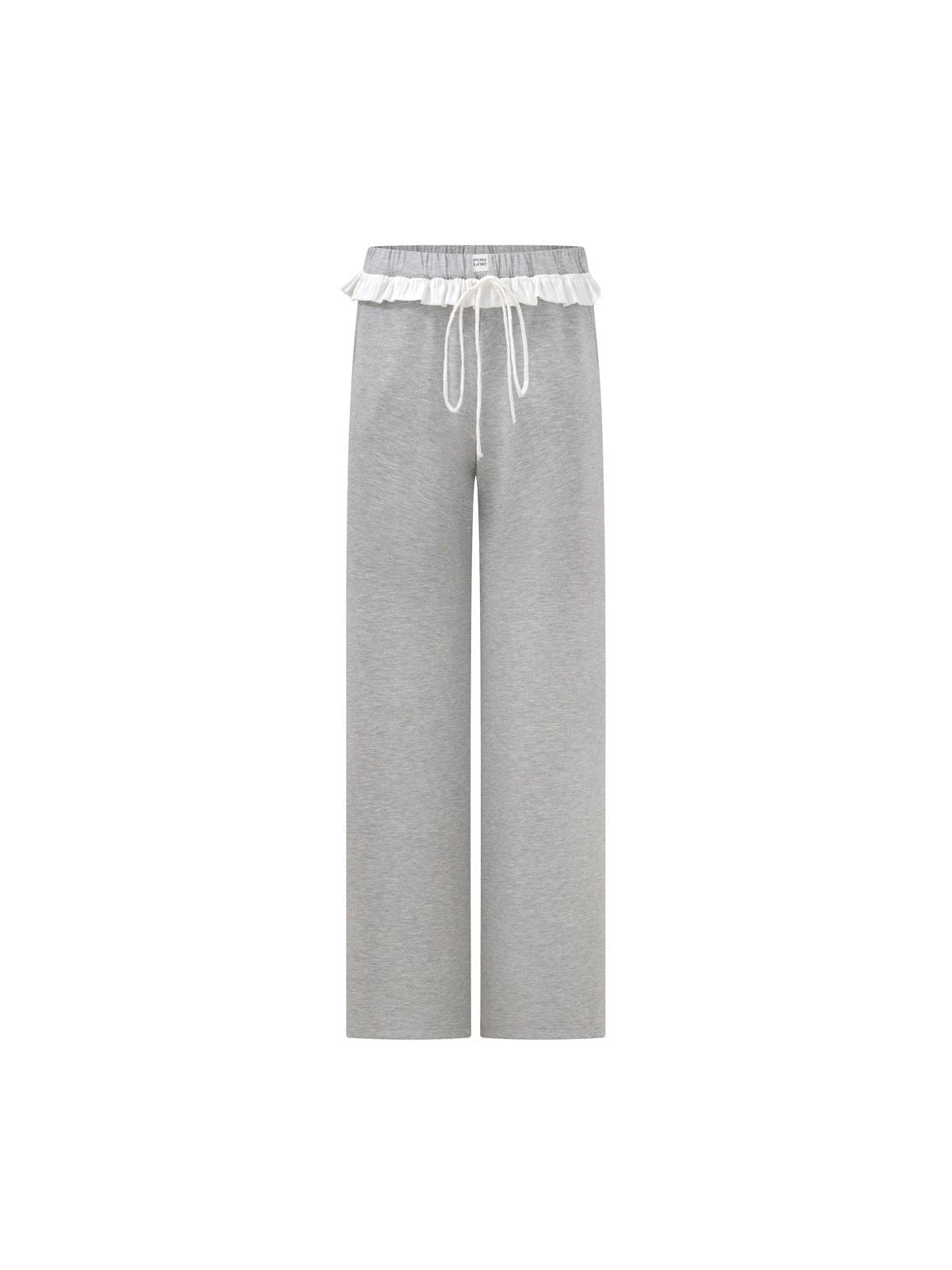 PUKI Ruffle Waist Wide Leg Sweatpants in Gray