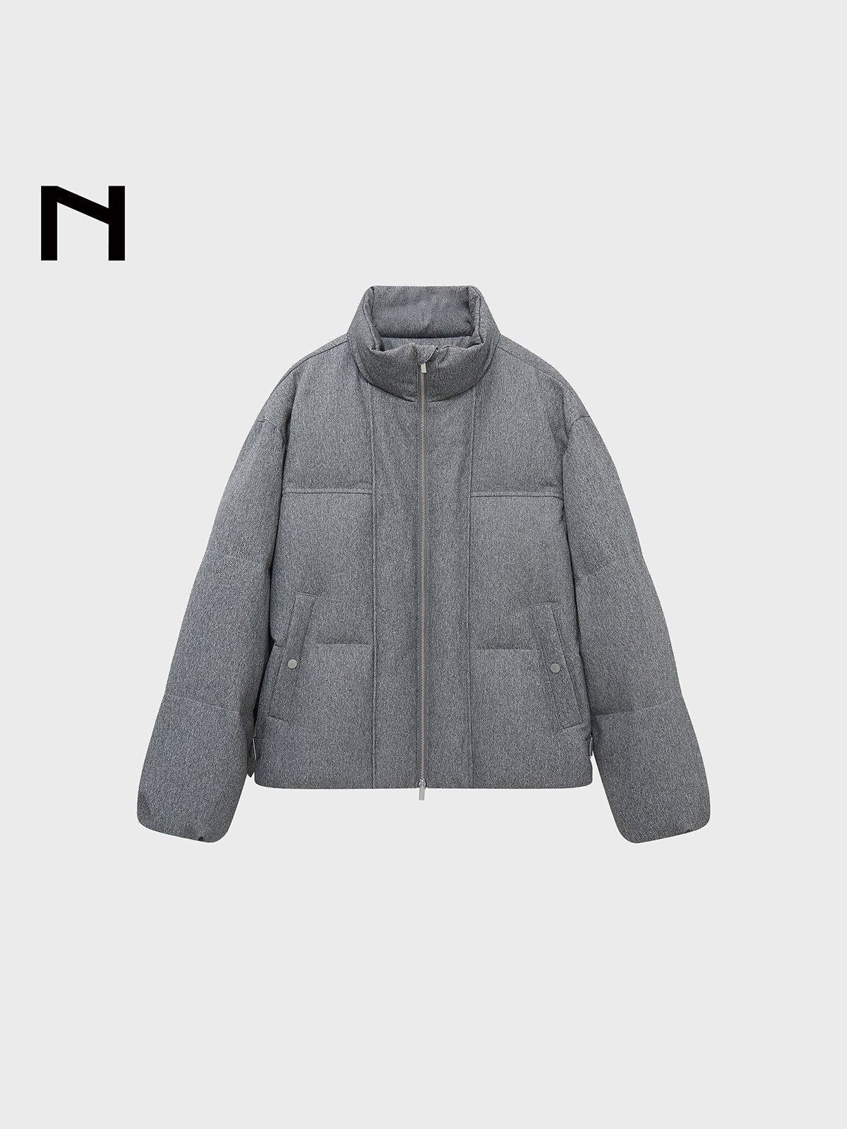 NANS Textured Twill Down Puffer in Gray