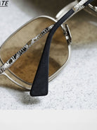 FUTURE UPDATE Hammered Titanium Sunglasses in Gray - Detail