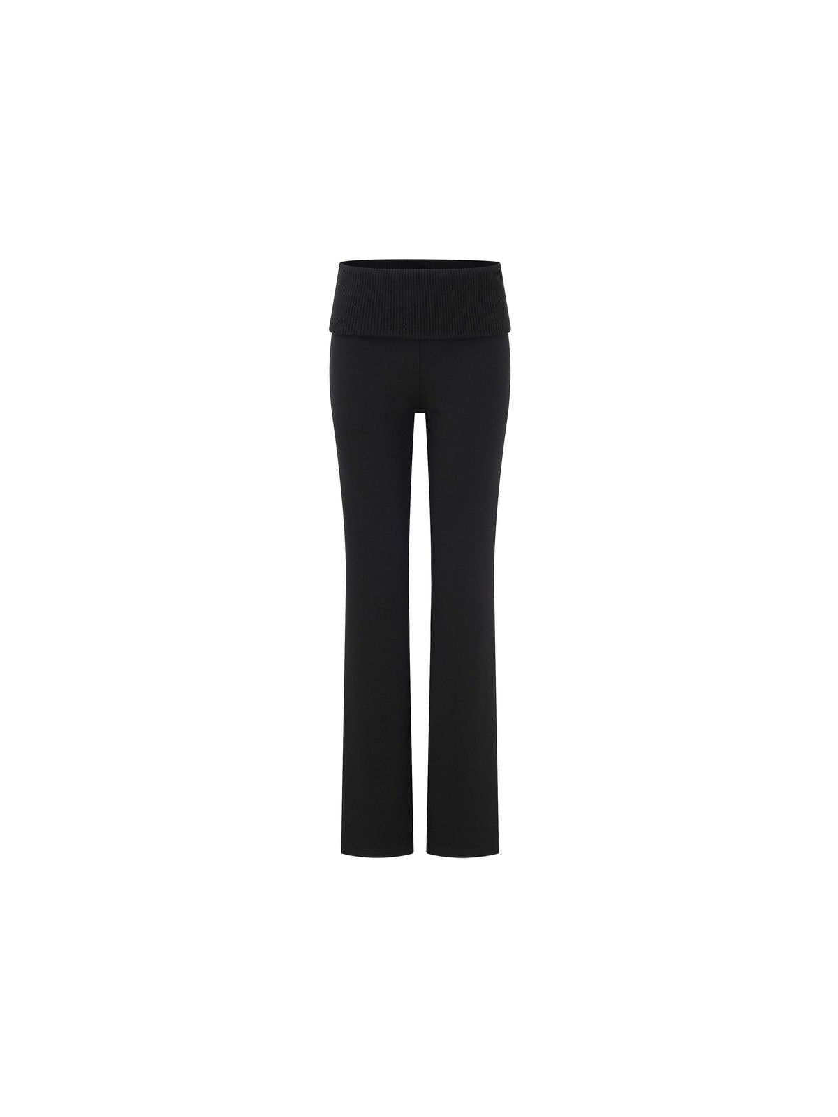 PUKI Ribbed Waist Micro Flare Pants in Black